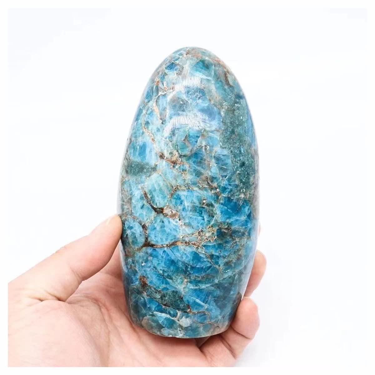 Cristal de meditación Natural 1 PCS 400G-1000G Piedras de Cristal de apatita Azul Natural, for la decoración del hogar Piedra de Cristal (Color : 1PC 510g-620g)
