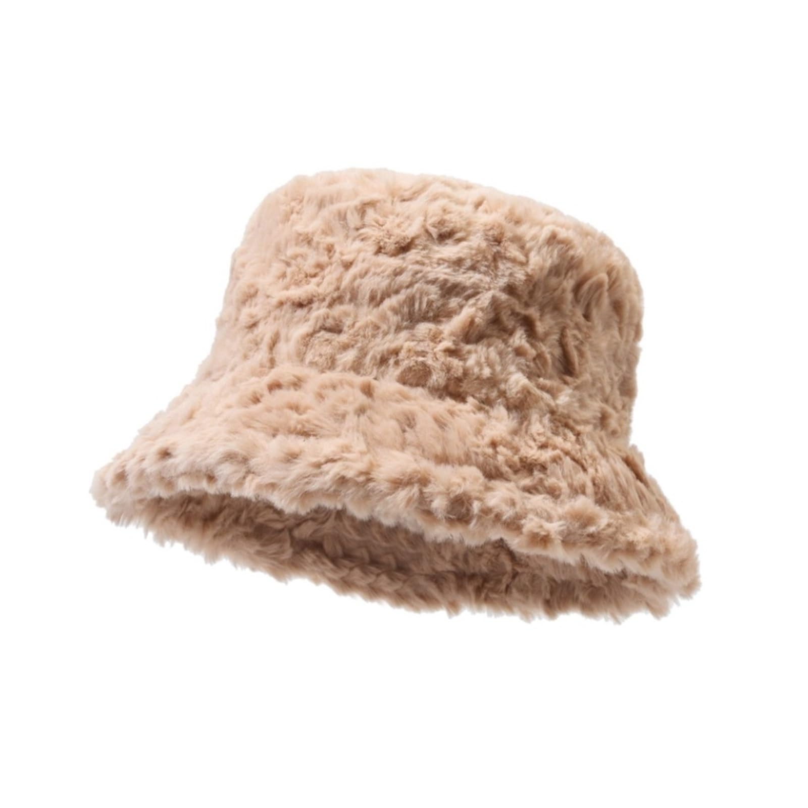 Bonnet hiver en peluche chaud marron - Chapeau seau de protection contre le froid