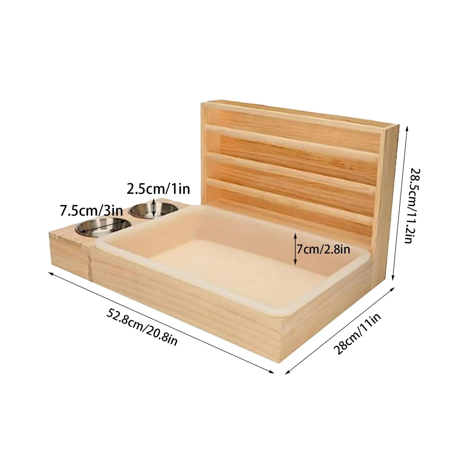 Distribuidor automático de heno para Conejos Dispensador de Comida for Conejos, comedero heno Madera con Caja Arena, Cuencos, alimentador Agua for, hámster, Animales pequeños