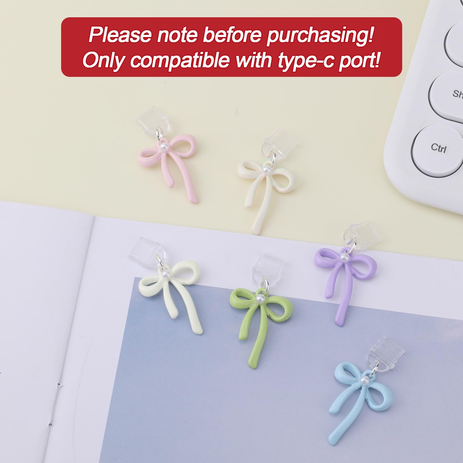BOXOB 6 Sztuk Zatyczka Przeciwpyłowa USB C, Typ C Motylek Przeciwpyłowa Osłona Ochraniacz Portu Ładowania Zatyczka Przeciwpyłowa Kompatybilna z Kindle (2,6x2cm, 6 kolorów)