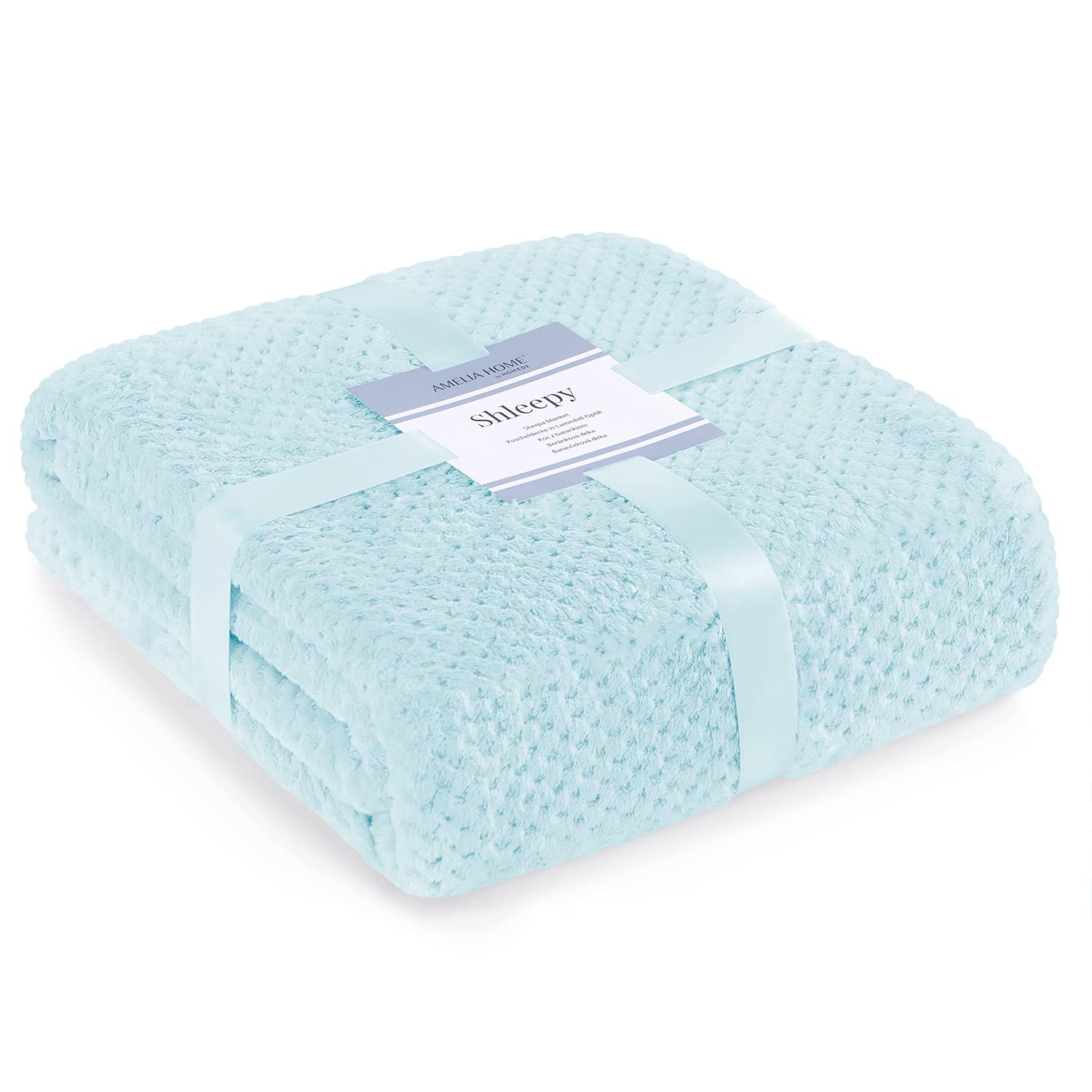 AmeliaHome Sheepy - Manta (170 x 210 cm), diseño de Piel de Cordero, Color Azul Claro