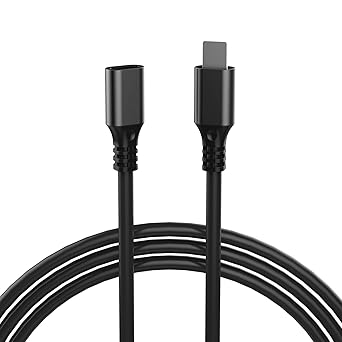 EMATETEK Extender Cable Connector Pass Audio Video Music Photo Data and Power Charge. 1PCS Male to Female Extension Cord Made of All Black PVC &Aluminum. (6.6 Feet / 2M)