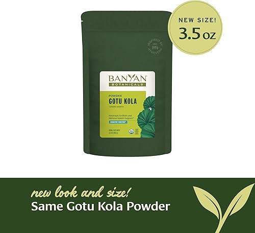 Miniatura 3 de Banyan Botanicals Gotu Kola Powder  Brahmi orgánico (Centella Asiatica)  Hierba nootrópica calmante para apoyo del sistema nervioso y piel