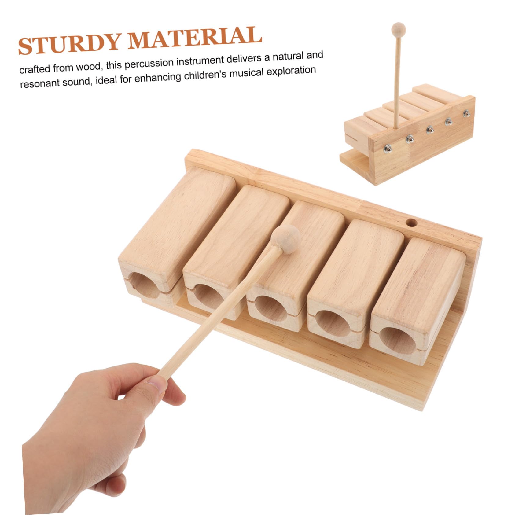 Strumento Orff Blocco Ritmico Musicale in Legno con Design Pentatonico a 5 Toni, Impugnatura Ergonomica e Martelletto per Ragazzo Ragazza in Corsi di Musica
