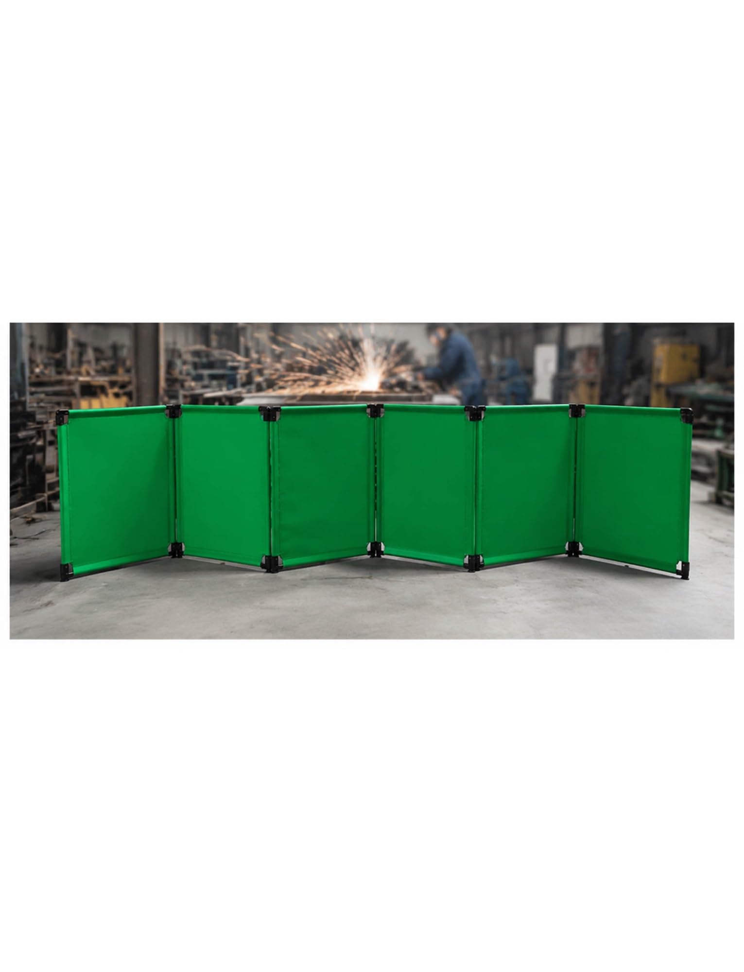 Écran De Soudage Avec Cadre 4 Panneaux Pliable(Grey)