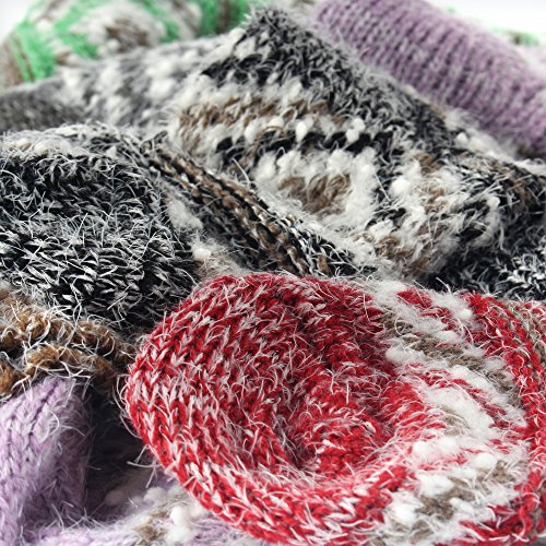 BambooMN Womens Slipper Socks - Thick Vintage Sweater Patterned Cabin Crew Socks4