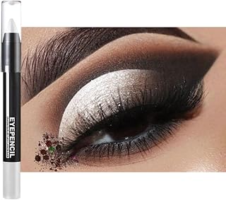 Pearl White Eyeshadow Stick, Glitter Eyeshadow Metallic Highlight Pencil, Smooth Long-Lasting Blendable Eyeliner Pearlescent Cream Eye shadow Crayon Easy to Color for Eyes Makeup