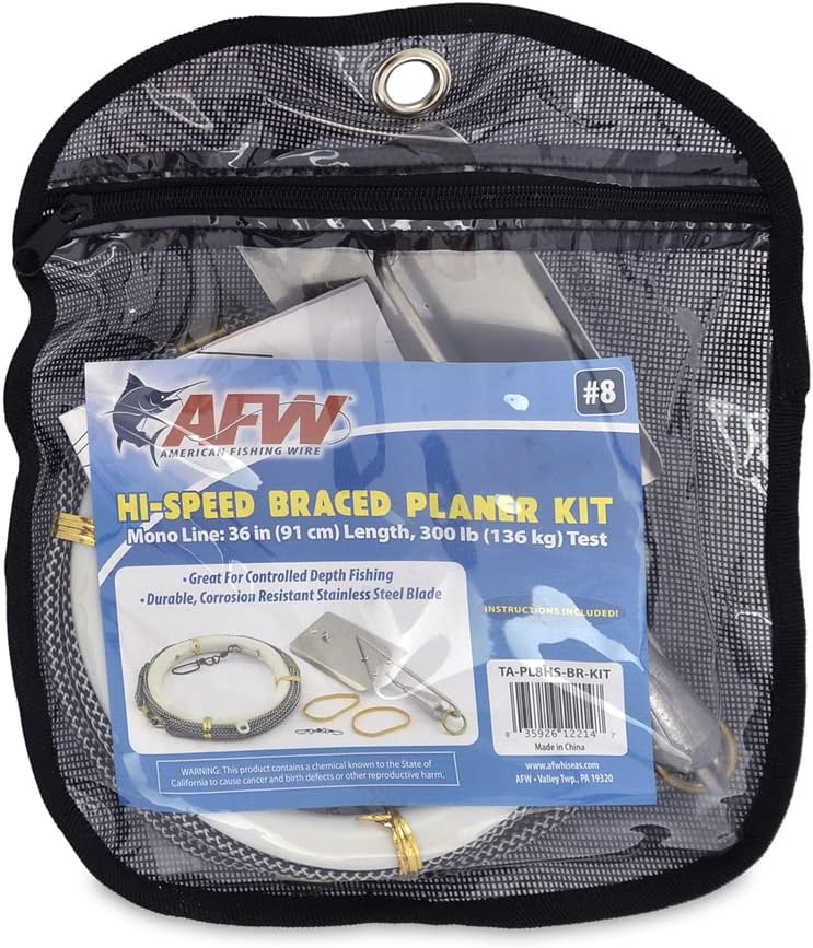 AFW American Fishing Wire Planer Board with Corrosion Resistant Stainless Steel Blade - Use for Offshore Controlled Depth Trolling