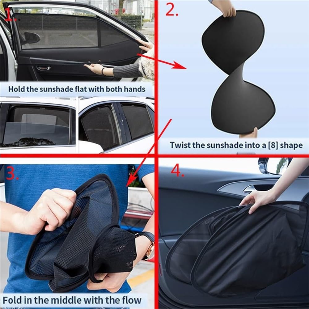 Osłony na boczną Szybę Samochodu Osłona Przeciwsłoneczna do GLE Coupe 2015-2019 Niemowląt Zasłony Magnetyczne Ochrona Przed UV Akcesoria Składana(Front+Rear 4pcs)