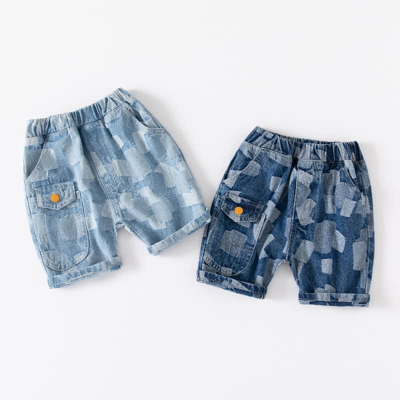 Meufam Unisex Kids Toddler Little Boys Elastic Waist Denim Shorts Summer Pull-On Bottoms Jean Short Pants with Pockets3