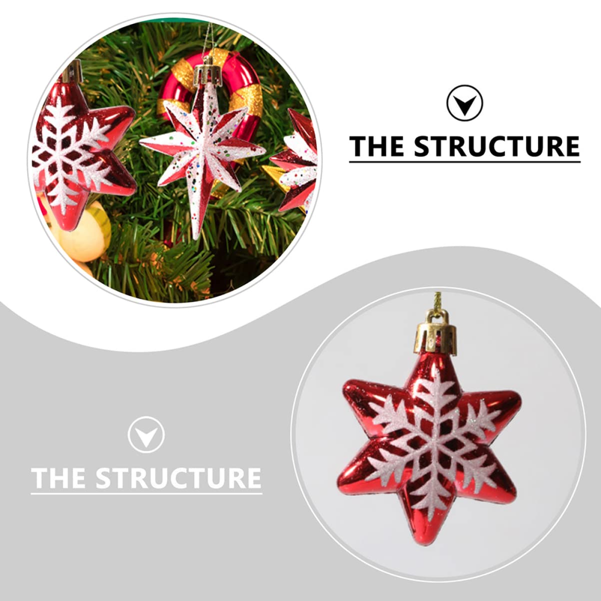 Amosfun 3 Juegos De Adornos Navideños De Estrellas Poligonales para Fiestas para Fotos De Pared De Árbol 23 Piezas X 3