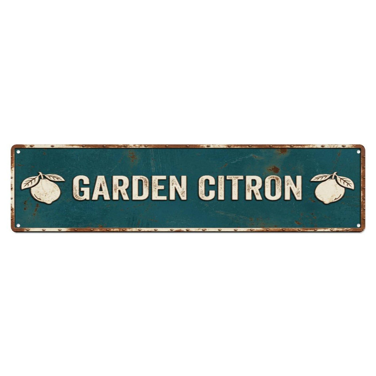 Metal Tin Sign GARDEN CITRON Vintage Citrus Rustic Farmhouse