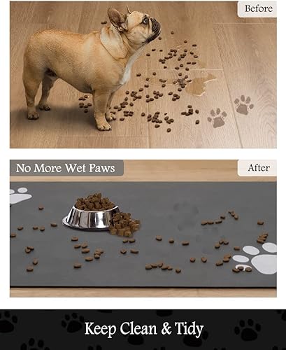 Miniatura 3 de Tapete de alimentación para mascotas, tapete absorbente para alimentos y agua, sin manchas, de secado rápido, dispensador de agua para perros,