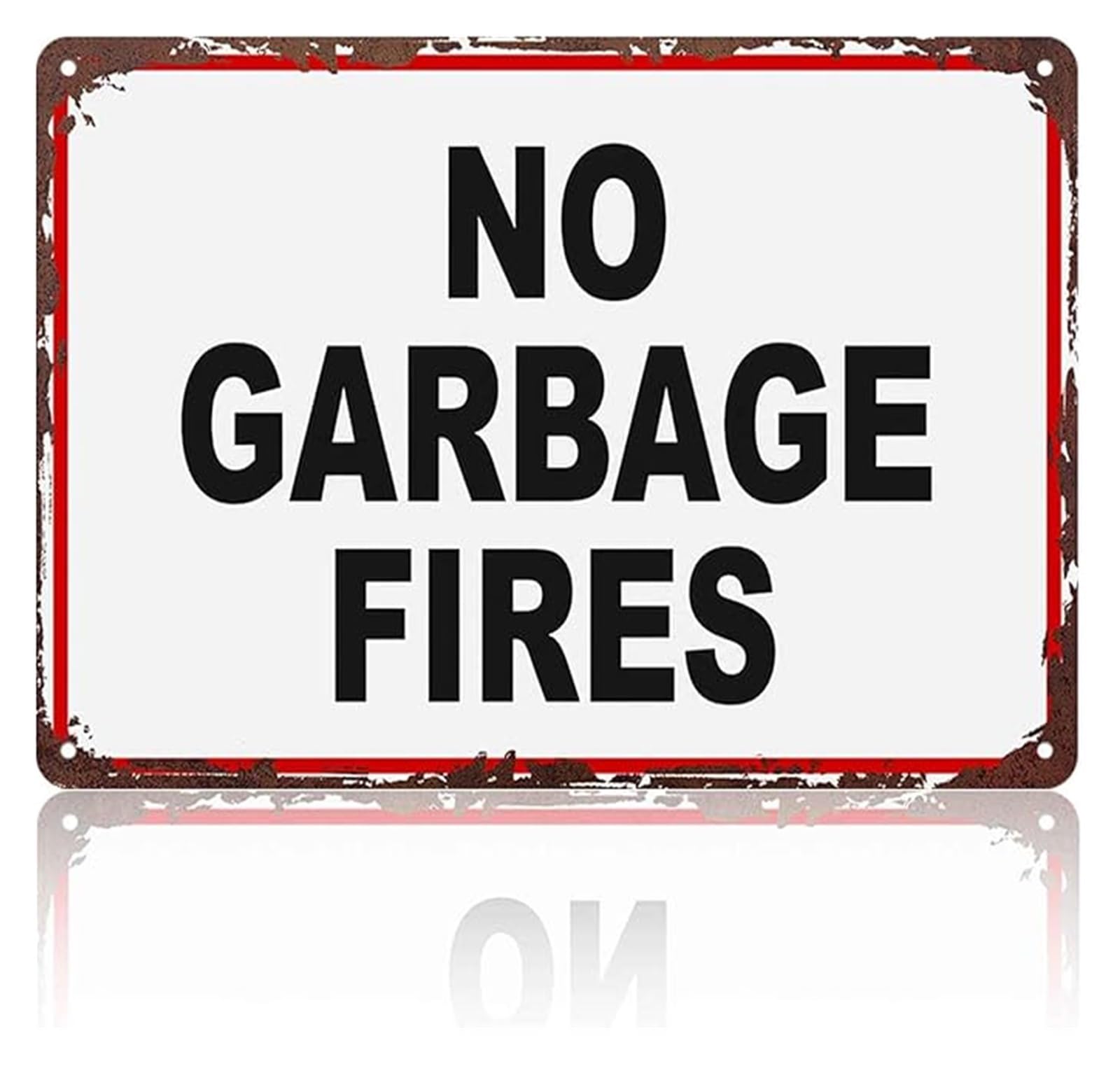 IDGTTLDF Vintage Tin Sign No Garbage Fires Funny Retro Metal Sign for Garage Workshop Backyard 8 X 12 in