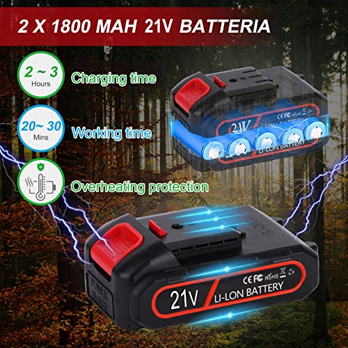 Mini Kettensäge mit Akku, 4 Zoll Akku Kettensäge Elektro Tragbare Handkettensäge, Kleine Kettensäge Akku für Garten, Holz und Astscheren, 2 Kette 2 Akkus – Bild 5