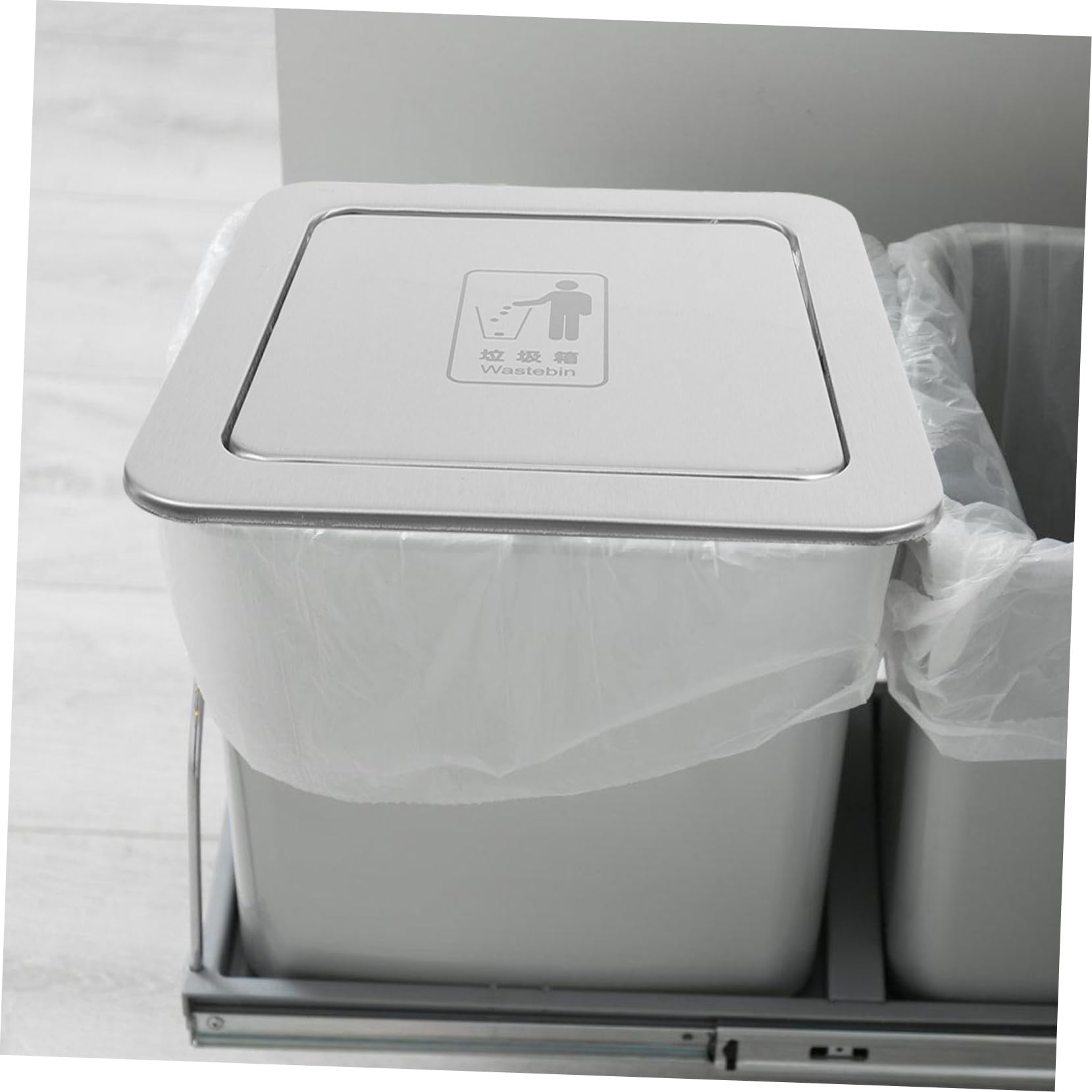 Cabilock Tapa De Cubo De Basura Y Desechos Cuadrada Tapa De Acero Inoxidable Empotrada En La Encimera Tapa De Compuerta De Ojal Para Basura Tapa De Cubo De Basura Abatible