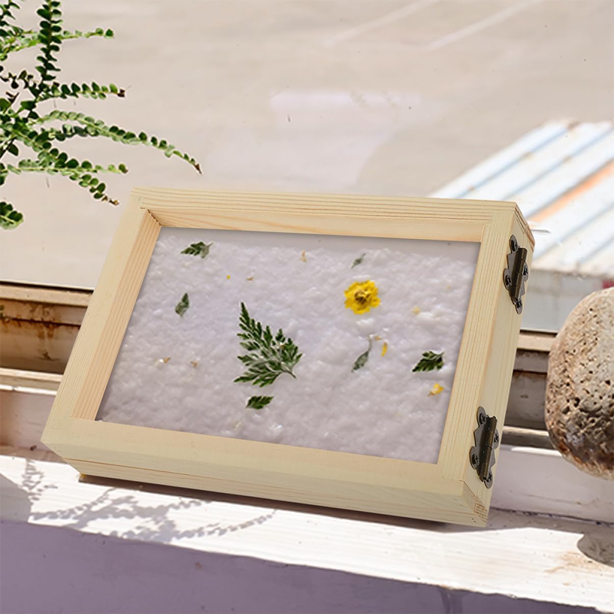 FUNOMOCYA 2 Pcs Wooden Mould and Deckle Paper Making Frame Making Screen for Craft Projects and Handmade Paper Production