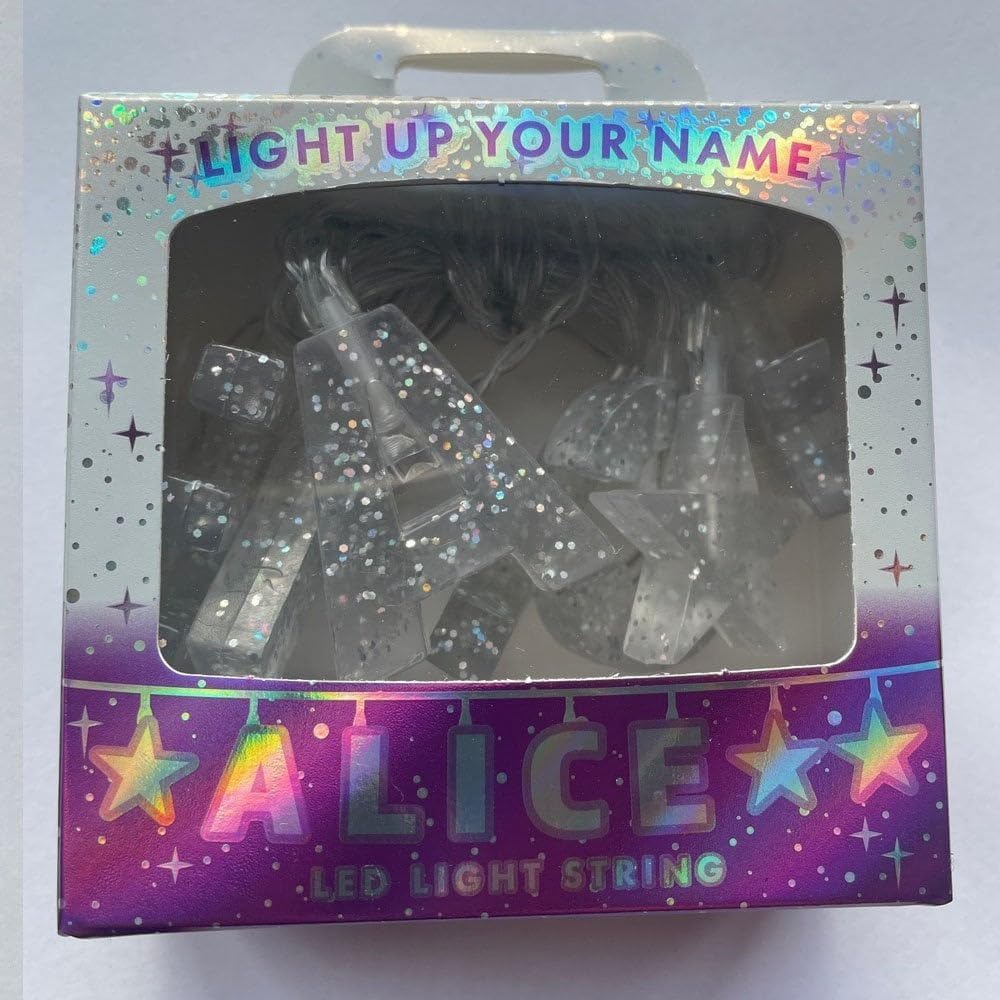 Gifts Direct 2 U ALICE - Indoor Decorative LED String Lights Hanging Decorations Light Up Your Name in LED Clear Lights