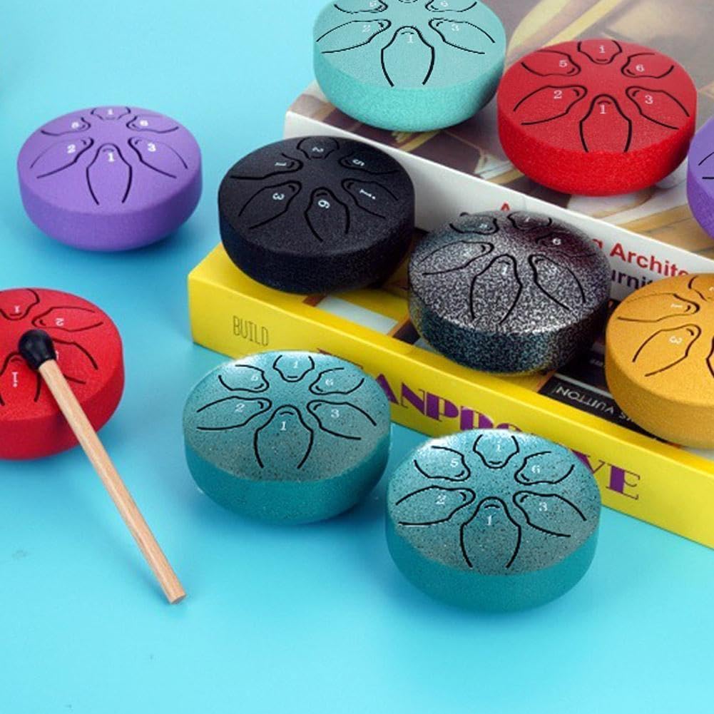 Tamburo Lingua In Acciaio Per Bambini - 7,6 Cm Con 6 Tonalità E Mazzuolo - Foto 6