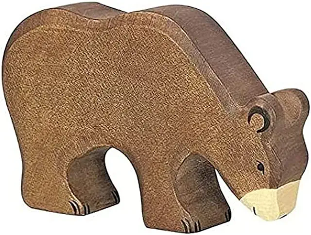 Figurina Orso Bruno che Mangia - Amici Cucciolotti Figurine Mancanti in Legno