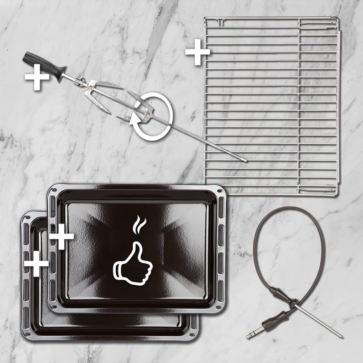 Forno da incasso 60 cm / 70L / 3kW / Rosticceria/Sensore di temperatura del nucleo/Griglia/Aria calda/Cassetti telescopici / EB8013ED [Classe di efficienza energetica A]