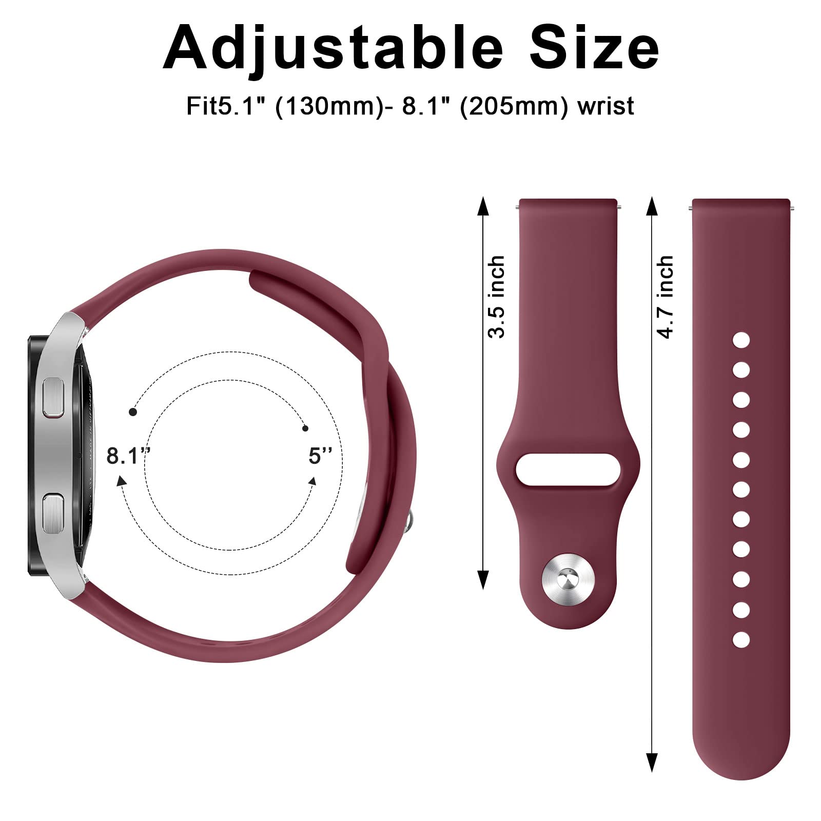 Tobfit Silikon-Uhrenarmband Mit Schnellverschluss, 20 Mm & 22 Mm, Weich & Verstellbar – Ersatzarmband Für Smartwatches & Klassische Uhren