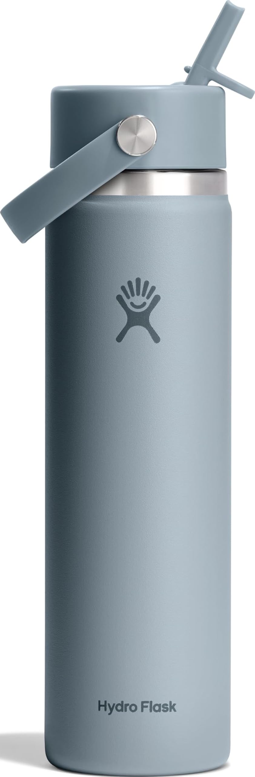 Water Bottle - Insulated Stainless Steel - Wide Straw Lid, Non Spill, Leakproof in 24 Oz Shale Gray