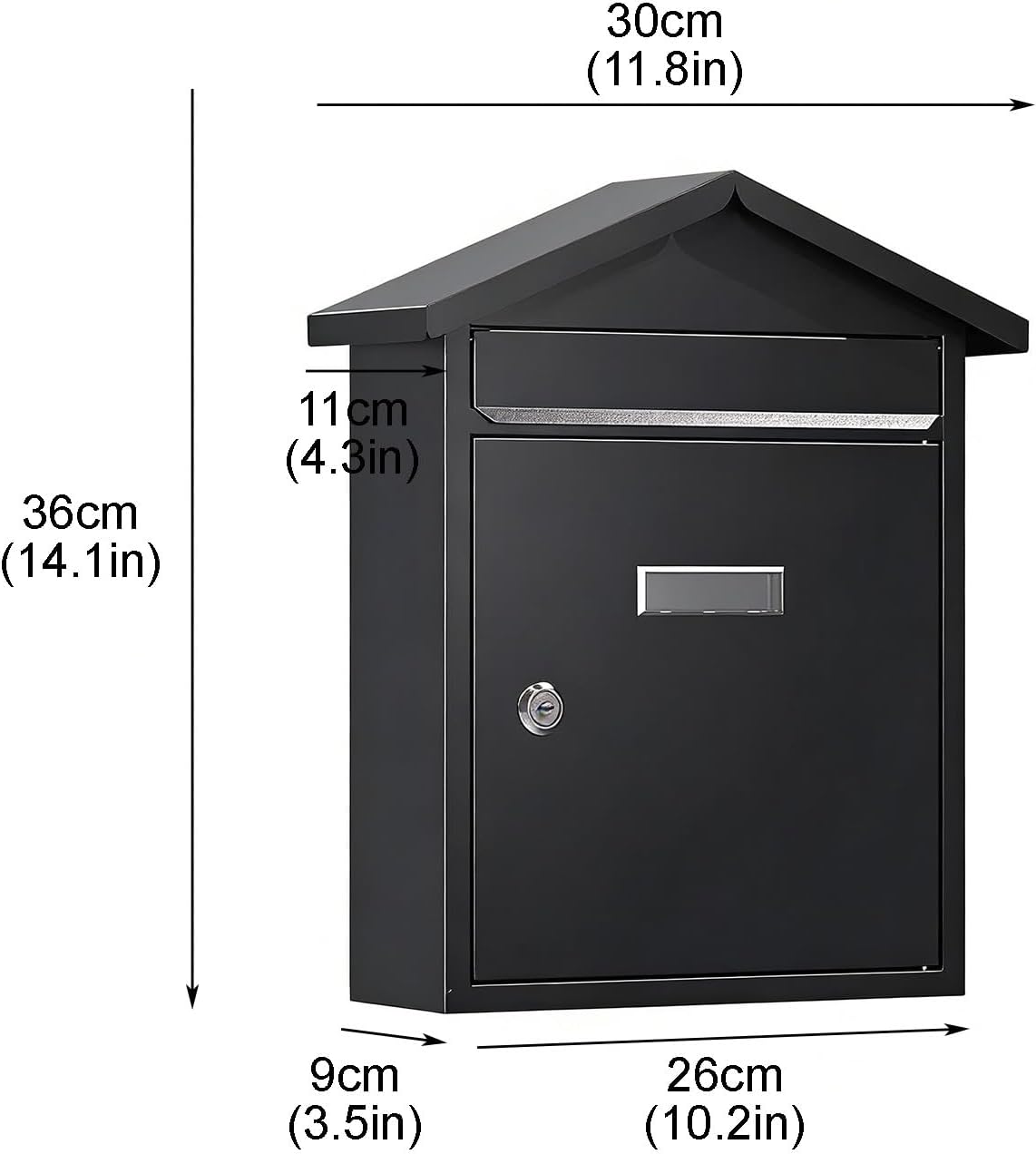 Mailboxes for Outside, Wall Mount Mailbox with Key Lock, Easy Installation, Large Curbside Mailbox for Outdoor Office and Home(Black)