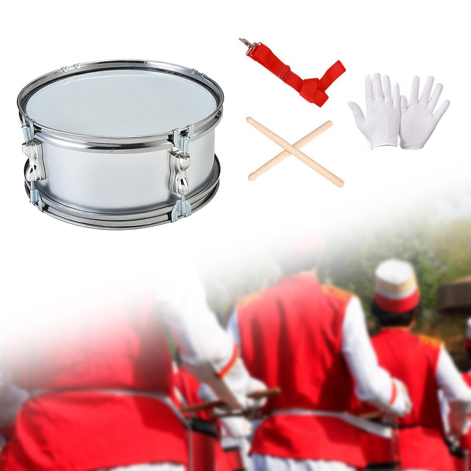 Caja de 11 Pulgadas, Instrumento de Percusión para Aprender Música, con Correa para El Hombro, Instrumentos Musicales, Tambores para Niños, Gris