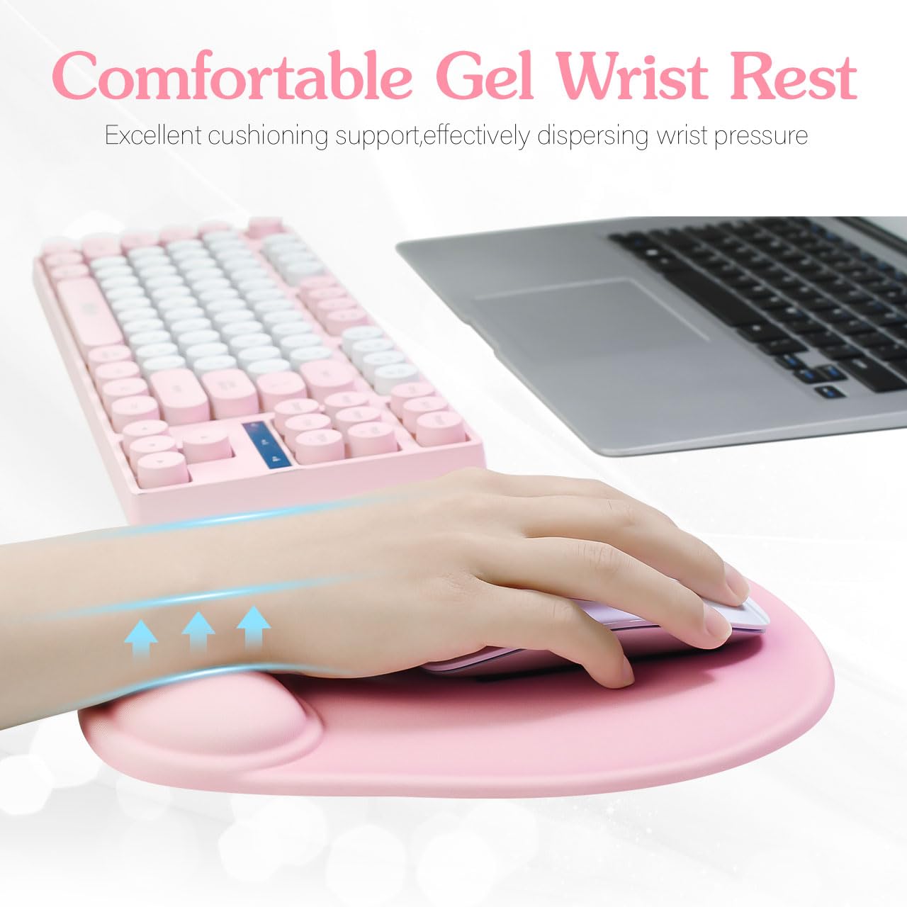 Tappetino per mouse da ufficio con supporto per il polso, design testurizzato di alta qualità, con base in gomma antiscivolo, tappetino ergonomico per mouse da gaming, design con poggiapolsi