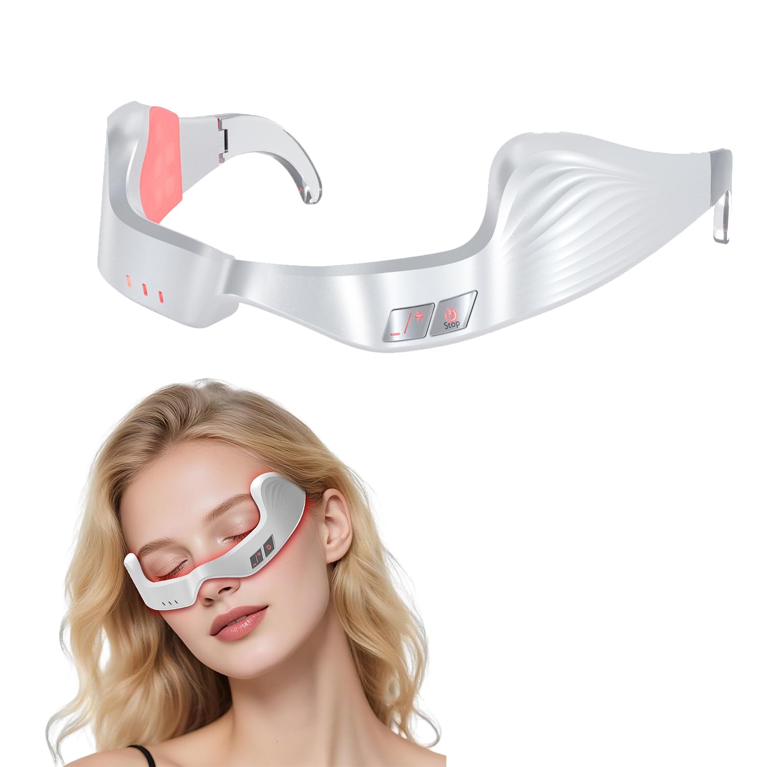 Red Light Therapy Eye Massager with Microcurrent 3D Contour Design for Dark Circles Puffiness Eye Bags Wrinkles Under