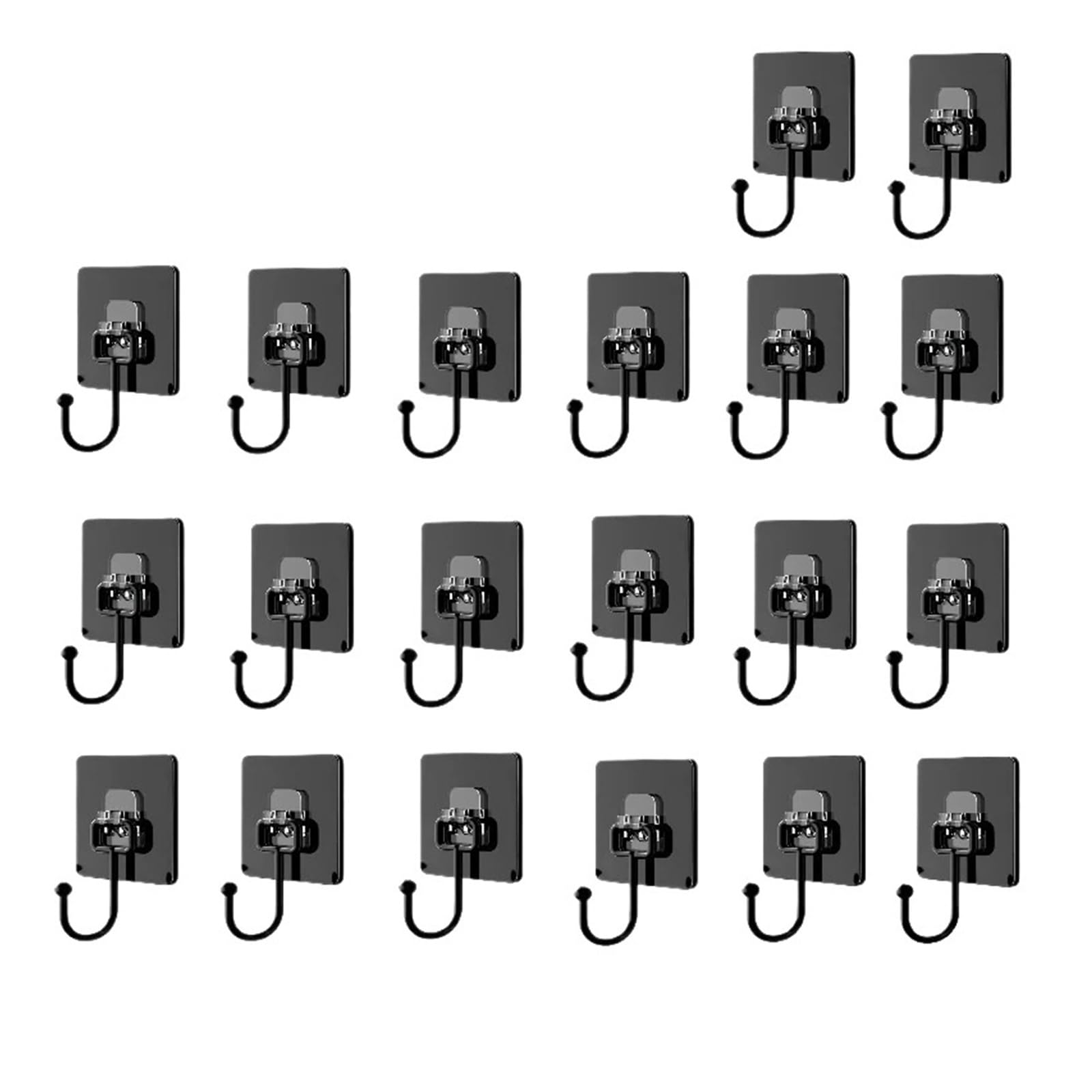 Zguouzantye Black-20Pcs Adhesive Hooks 22Lbs For Kitchen Bathroom
