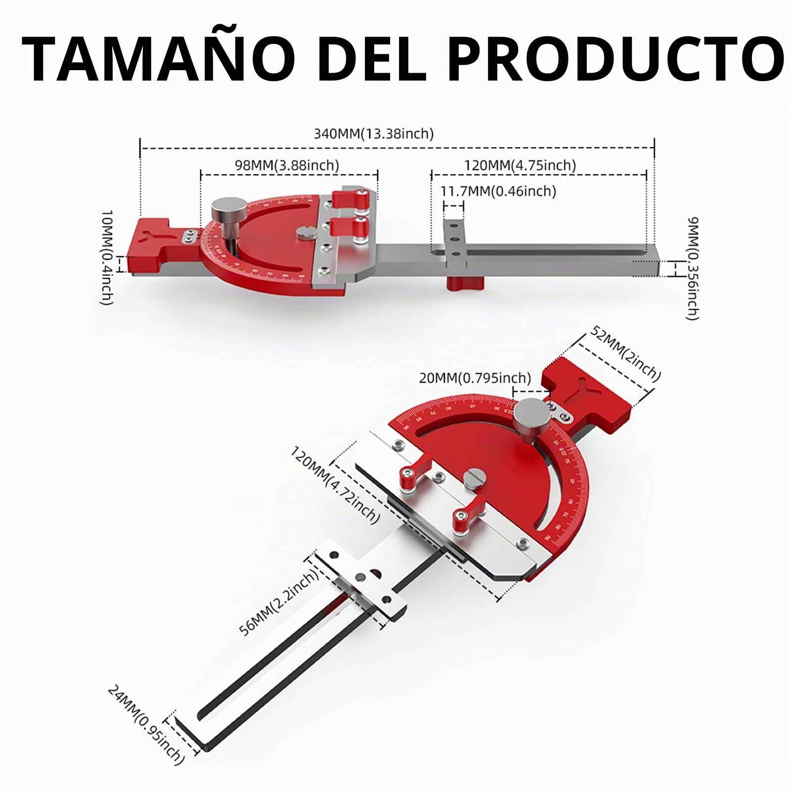 Guía de Ingletes para Sierra de Mesa, Accesorios de Riel Guía de Acero Inoxidable Dispositivo Auxiliar de Guía de ángulo Recto Multiángulo de -65° a 65° para Festool Riel