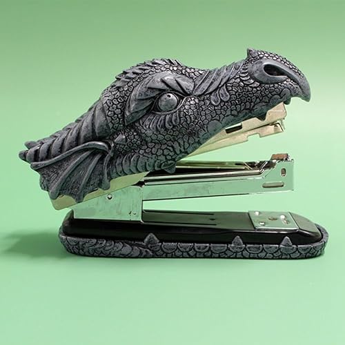 Miniatura 8 de Eforcase Engrapadora de dragón para escritorio, portátil y duradera, divertida engrapadora de cabeza de dragón, engrapadora de resina para