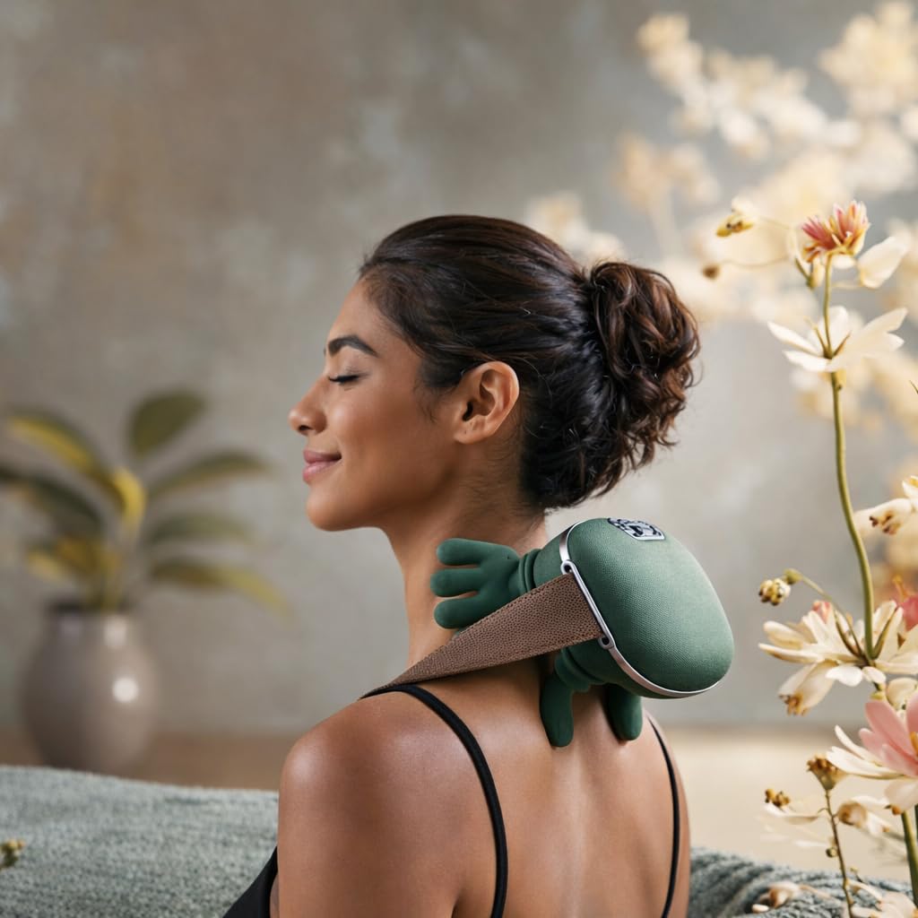 Appareil de Massage Cou et Épaules Électrique Chauffant avec Sangle – Masseur Cervical Pétrissant 3 Niveaux de Vitesse, Relaxant Musculaire Dos Nuque, Anti-Tensions, Portable