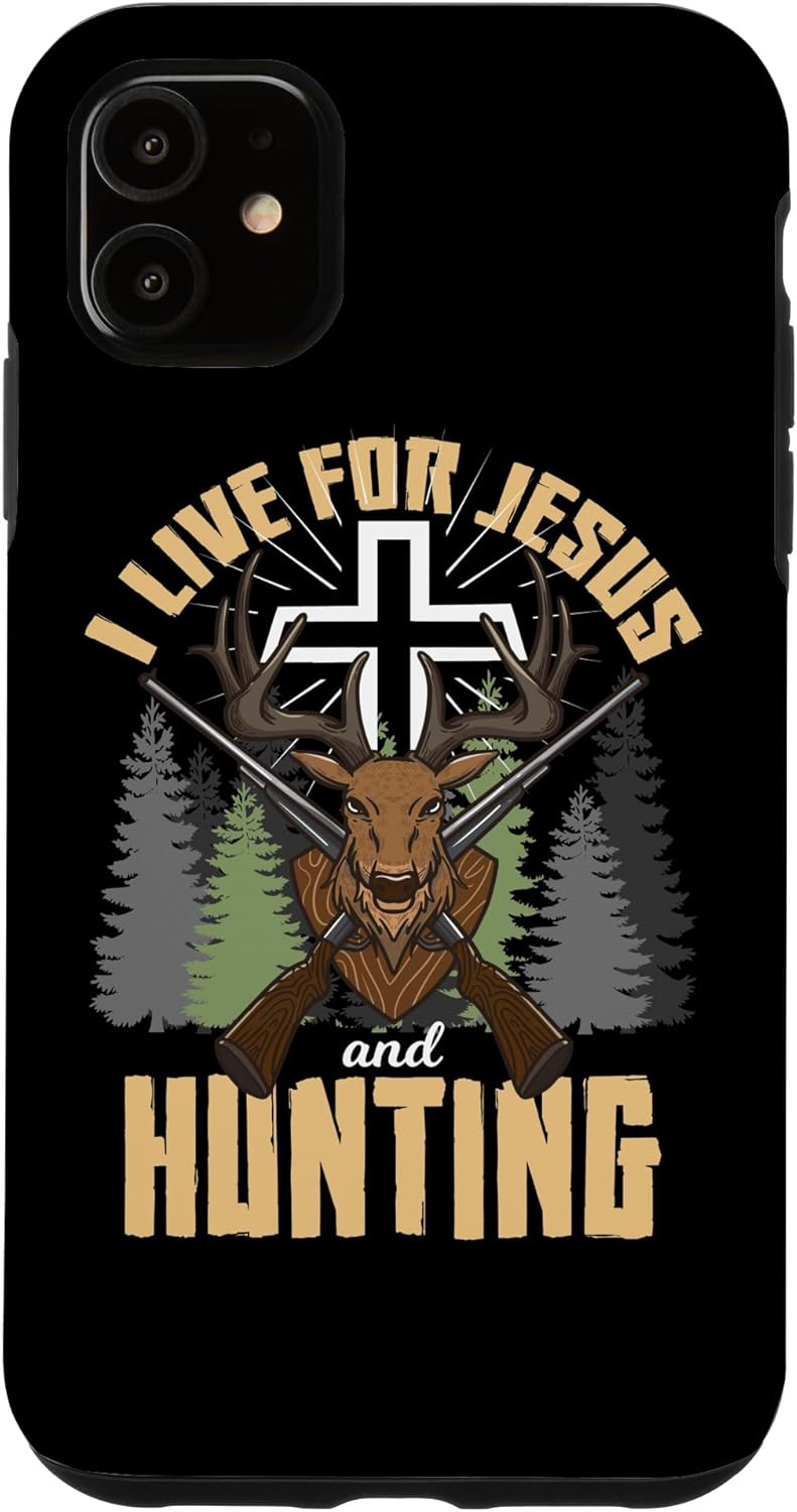 I Live For Jesus And Deer Hunting Stag Buck Hunt Christian Case for iPhone 15