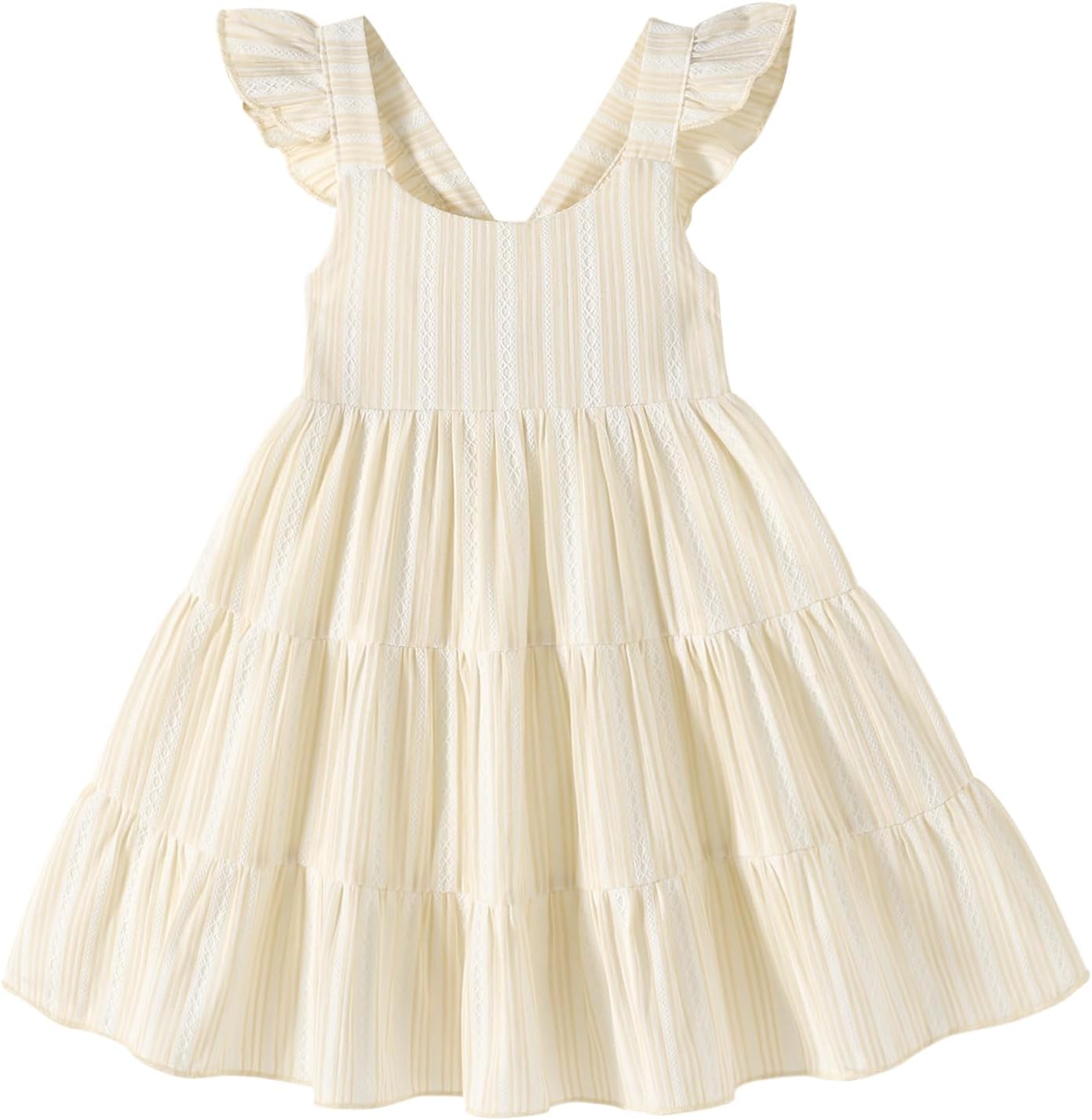 YOUNGER TREE Toddler Baby Girls Dress Summer Ruffle Sleeve Halter Casual Kids Beach Sundress