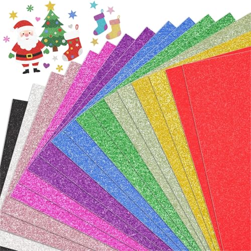 VGOODALL Glitzerpapier zum Basteln, 20 Blatt A4 10 Farben 250g/m²...