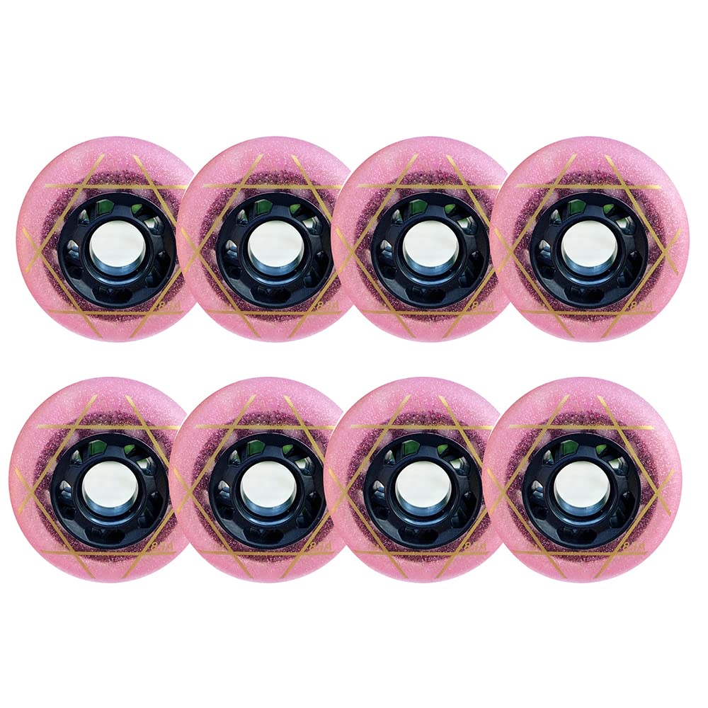 Genérico Ruedas de Repuesto para Patines en Línea Exterior Interior Ruedas de Repuesto para Patinaje de Velocidad en Línea O Hockey en Línea, Resistentes Al Desgaste, de PU 83A, Color Rosa, 76 mm