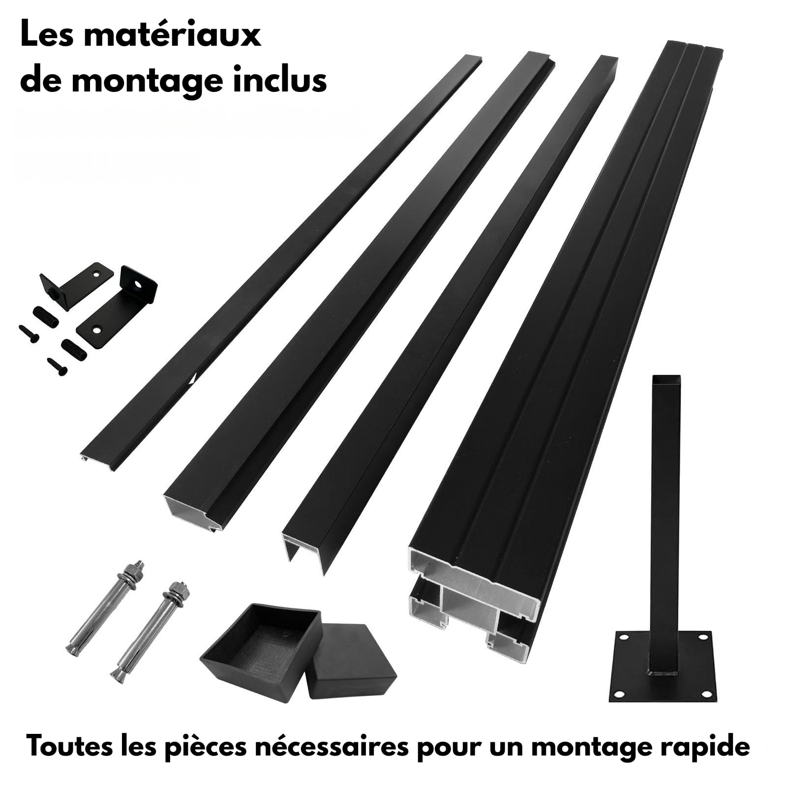 KARAT Clôture de Jardin en WPC résistant aux UV Gel Pluie Neige - Brise-Vue avec poteaux en Aluminium - Kit Complet Montage Facile - Enclos Jardin Terrasse Garage (Ash Gris, 180x180 cm)