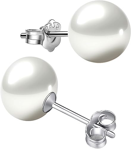 Miniatura 5 de Aretes de plata de ley con perlas cultivadas de agua dulce, seleccionados a mano, calidad AAAA, botón blanco, perla, regalo de joyería para mujer
