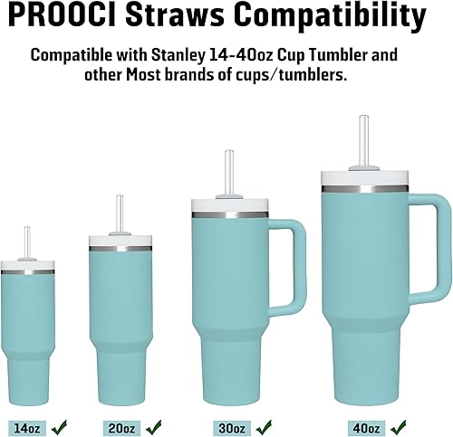 Miniatura 5 de PROOCI Paquete de 10 pajitas de repuesto de 12 pulgadas para vaso tumbler Stanley & Yeti de 30-40 onzas, pajitas reutilizables de plástico Tritan de