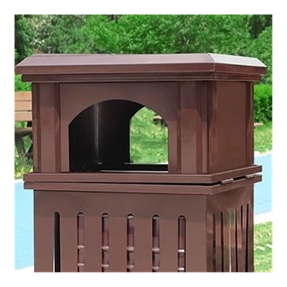Outdoor Trash Can, Openwork Public Area Garbage Can Retro Metal Outdoor Trash Bin