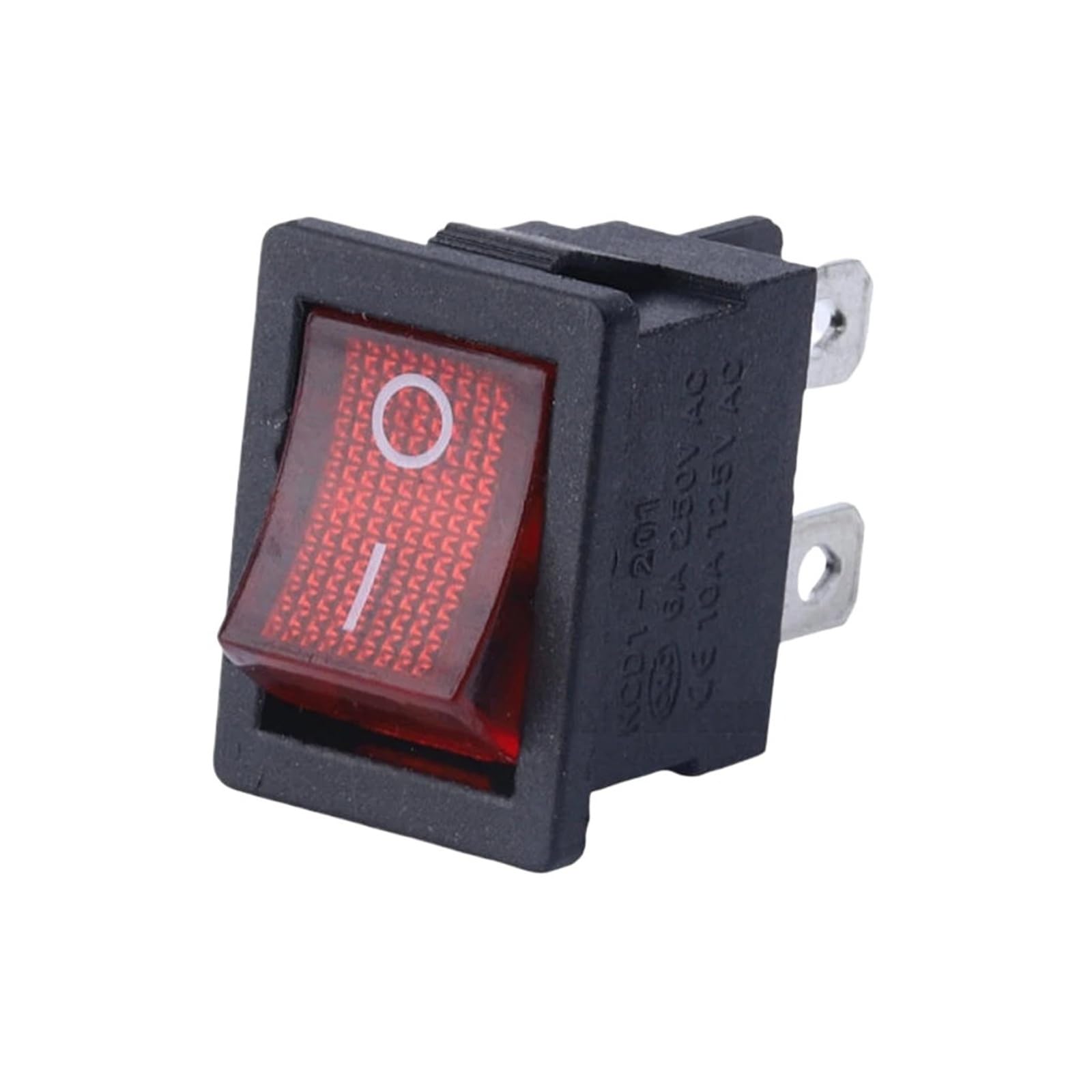 RS240 Illuminated 4pin 6A Rocker Switch on-Off Function KCD1-201N-4(220V Red lamp)