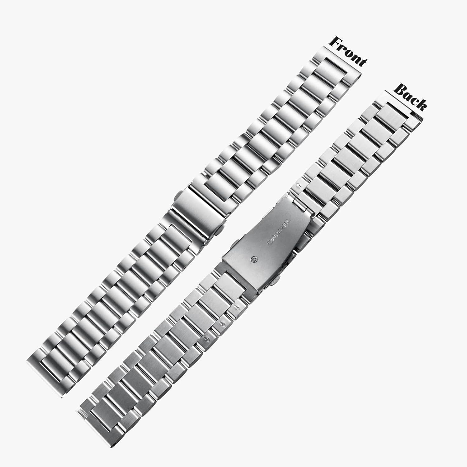 BOSHIYA Quick Release Stainless Steel Watch Strap 18mm, 20mm, 22mm or 24mm Metal Watch Band for Men Women, Fits Samsung Galaxy Watch 6/5/4/3,Garmin Watch,Huawei Watch, Black/Silver - Image 4