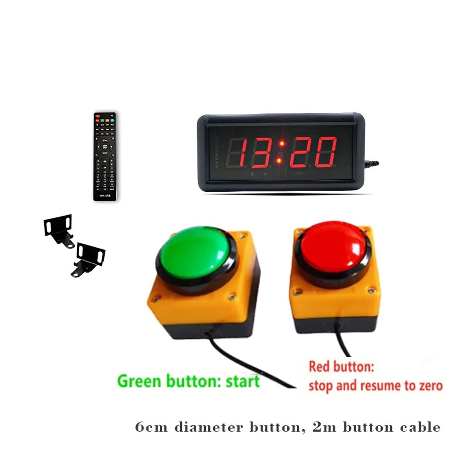 El botón del cronómetro con pantalla LED múltiple controla el temporizador, la cuenta regresiva del entrenamiento de competencia y el contador Pantalla brillante(1 Button)