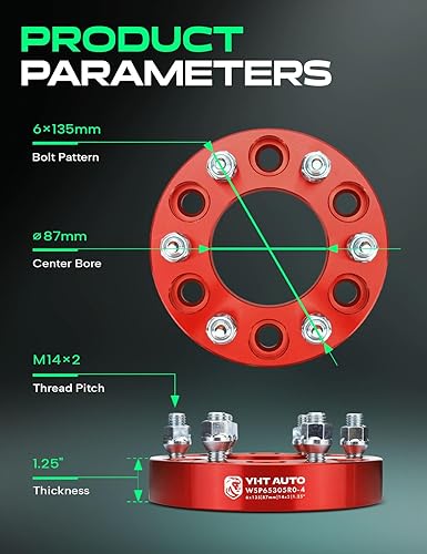 Miniatura 67 de YHTAUTO Espaciadores de rueda de 1.25 pulgadas para Ford F-150, Expedition y Lincoln Navigator 2003-2014, Mark LT, espaciadores de neumáticos Negro