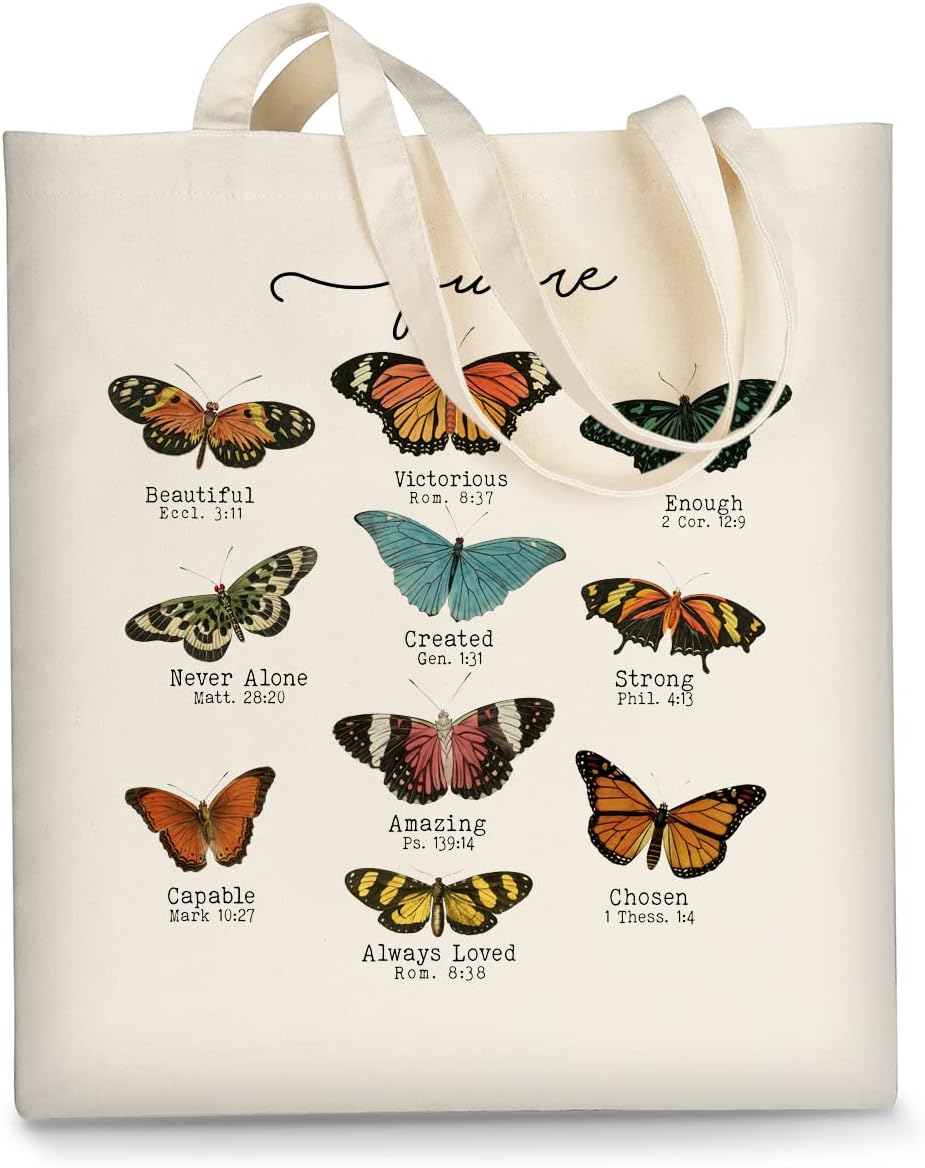 AUSVKAI Canvas Tote Bag Aesthetic for Women, Cute Reusable Cloth Cotton Bags for Shopping Beach Trendy Gifts