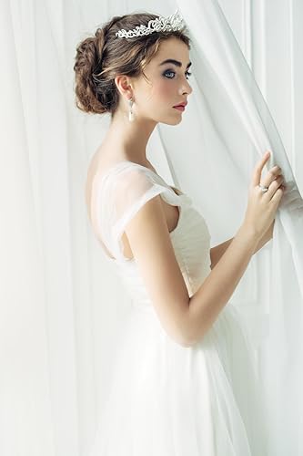 Miniatura 3 de CIEHER Coronas de tiara plateadas para mujeres y niñas, tiaras de corona de princesa para mujeres, nupciales, bodas, bailes, quinceañera, corona de