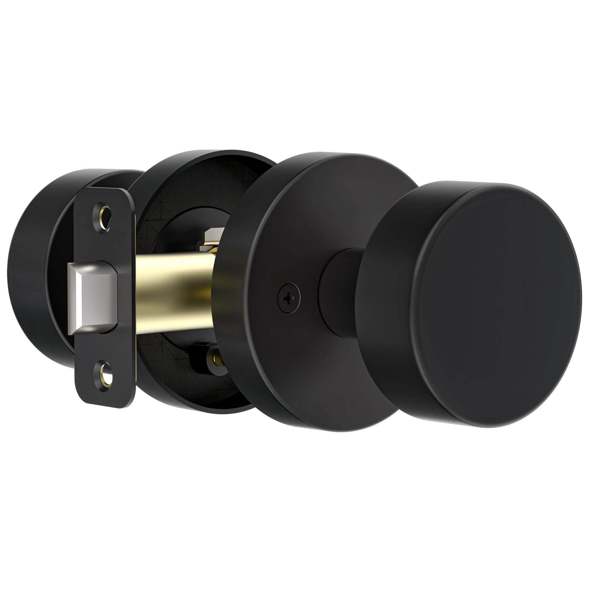 Naubea Matte Black Door Knob Passage Door Knob Interior For Closet And Hallway Heavy Duty Round Vintage Door Handle 658359051664